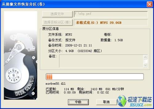 图3：从镜像文件还原硬盘分区