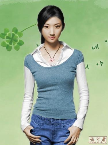图2：用Photoshop给黑白美女照片上色