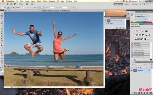 图3：Photoshop CS5内容识别去除多余路人