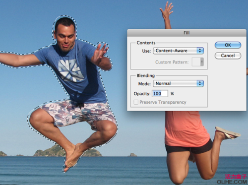 图9：Photoshop CS5内容识别去除多余路人