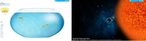 图2：基于HTML 5的GPU加速测试Fish Bowl和Galactic 