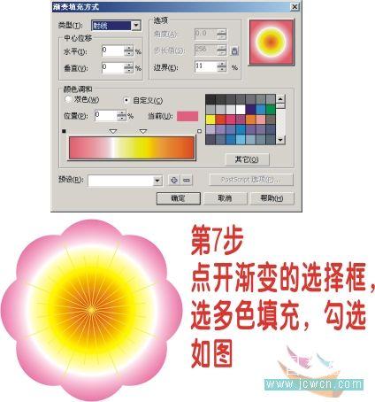 图8：CorelDRAW变换工具绘制漂亮桃花