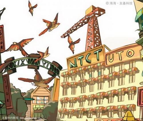 图10：photoshop鼠绘出城市小巷中欢跳的少年