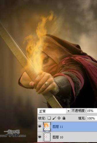 图21：PS制作手握火焰弓箭的刺客