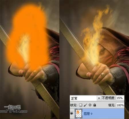 图17：PS制作手握火焰弓箭的刺客