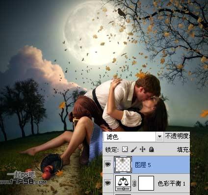 图22：PS为热吻中的情侣换个月光场景