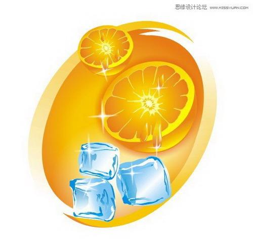 图1：CorelDRAW绘制质感冰块橙子