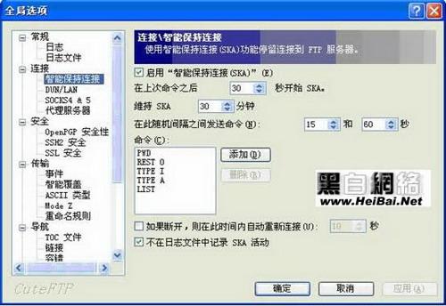 CuteFtp反空闲设置画面