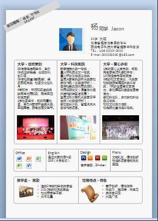 时尚PPT一页纸简历
