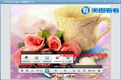 图05 在大图浏览窗口下分享图片