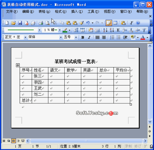 某班考试成绩一览表.gif