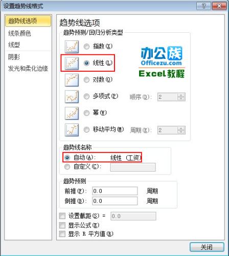 设置趋势线格式