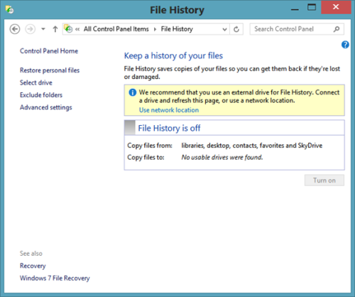 图：Win8自动备份