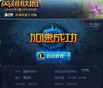 图4：迅游英雄联盟专用版加速成功截图