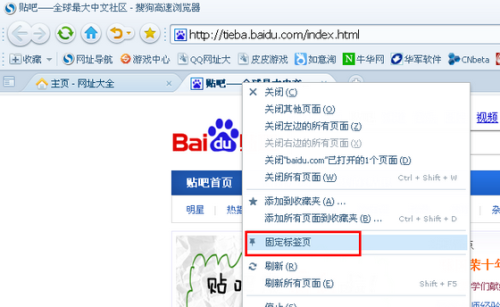图5 一键固定标签页