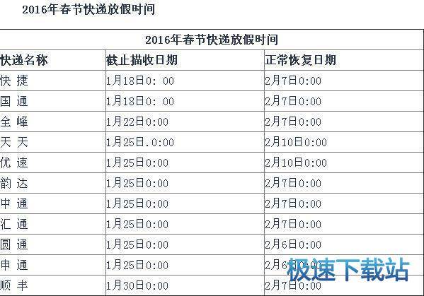 春节快递放假时间表有好多不同版本