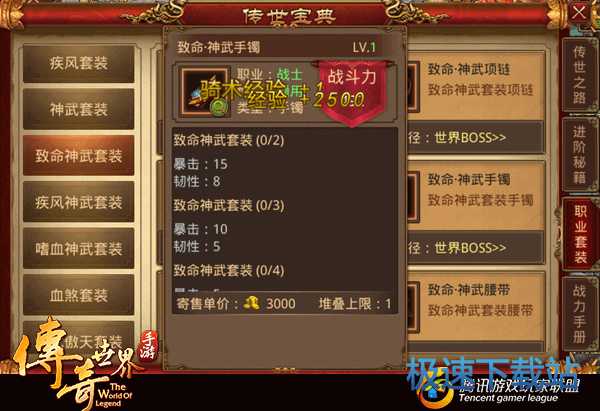 图：战士神武级套装搭配