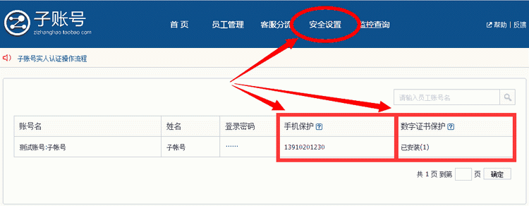 图：子账号权限设置
